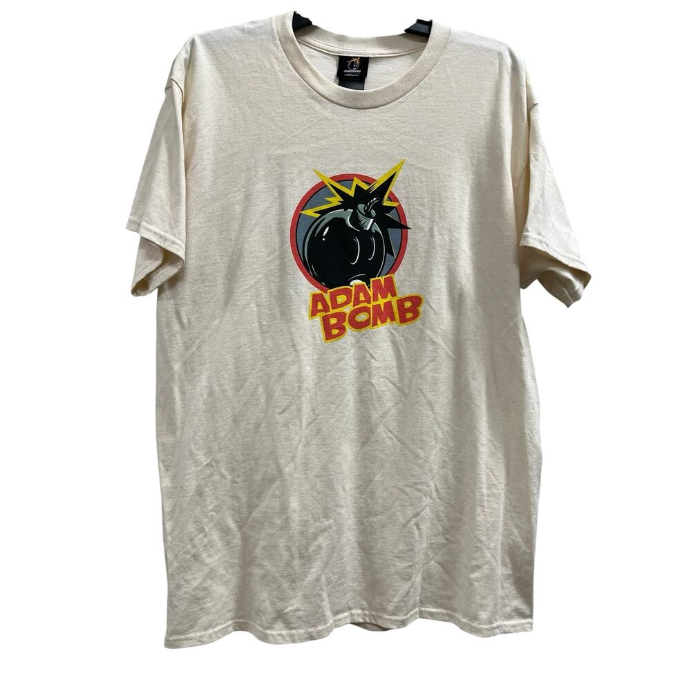 Adam Bomb Super Spy cream t-shirt bomb mascot NWOT SZ L